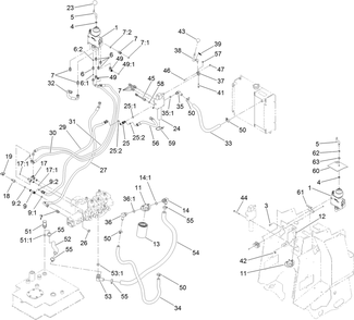 2-Spool Valve And Auxiliary Valve Assembly Diagram and Parts List for 22328HD 403100000 - 404356213 Toro Lawn Tractor Accessories