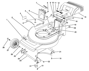Housing Assembly Diagram and Parts List for 20926B 1000001 - 1999999 Toro Lawn Mower