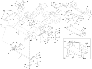 Deck Lift Assembly Diagram and Parts List for 74942TE (315000001-315999999)(2015) Toro Lawn Tractor