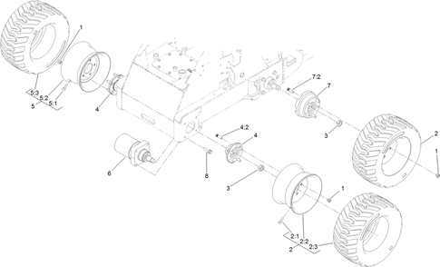 Wheel And Motor Assembly Diagram and Parts List for 22337CP 410400000 - 999999999 Toro Lawn Tractor Accessories