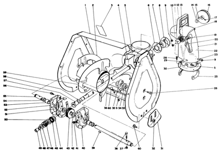 Auger Assembly Diagram and Parts List for 38054 2000001 - 2999999 Toro Snow Blower