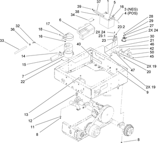 Drivetrain Mount Assembly Diagram and Parts List for 12004 240000001 - 240999999 Toro Lawn Tractor