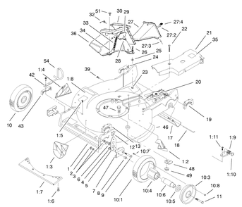 Housing Assembly Diagram and Parts List for 22157 8900001 - 8999999 Toro Lawn Mower