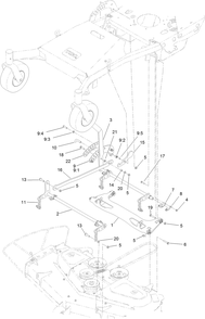 Deck Lift Assembly Diagram and Parts List for 44427 406959897-406959899 Toro Lawn Mower