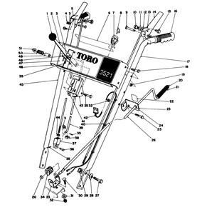 Handle Assembly Diagram and Parts List for 38035 6000001 - 6999999 Toro Snow Blower