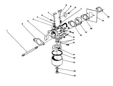 Carburetor Assembly (Model No.47pl0-1) Diagram and Parts List for 20103 1000001 - 1999999 Toro Lawn Mower