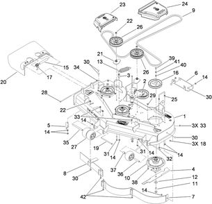 Deck Assembly Diagram and Parts List for 74943CP (311000001-311999999)(2011) Toro Lawn Mower
