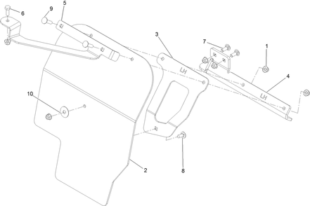 Lh Mud Flap Assembly Diagram and Parts List for 72096 406343181-407109999 Toro Lawn Tractor