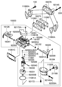 Carburetor Assembly Diagram and Parts List for 74237CP (270000001-270999999)(2007) Toro Lawn Mower