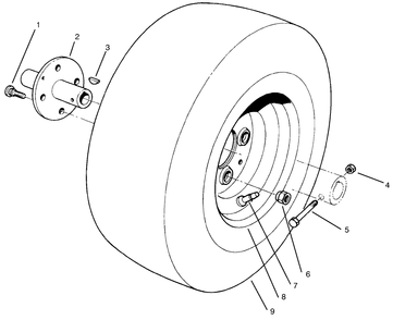 Front Wheel Assembly Diagram and Parts List for 30612 990001 - 999999 Toro Lawn Tractor