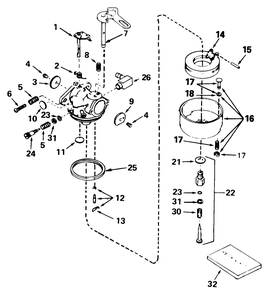 Carburetor No. 632107a Diagram and Parts List for 38054 2000001 - 2999999 Toro Snow Blower