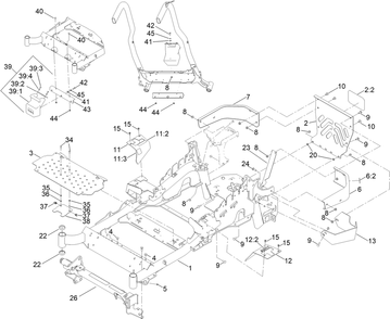 Frame, Caster And Z Stand Assembly Diagram and Parts List for 72902TE 411000000-999999999 Toro Lawn Mower