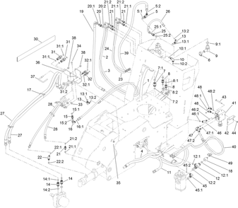 Hydraulic Hose Routing Assembly Diagram and Parts List for 23208HD 400000000 - 999999999 Toro Stump Grinder