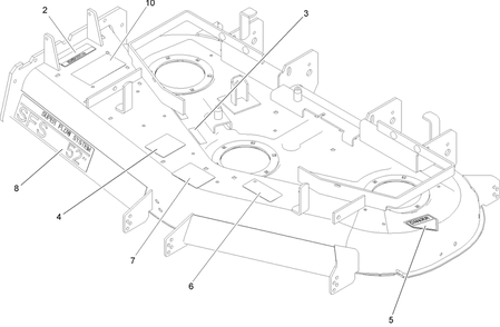Deck Decal Assembly Diagram and Parts List for 105-6174 (240000001-240999999)(2004) Toro Lawn Mower