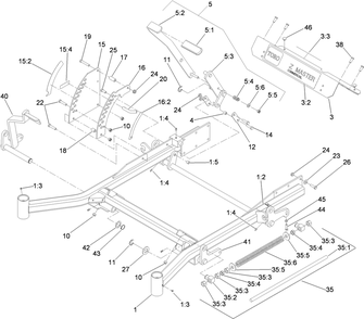 Front Frame Assembly Diagram and Parts List for 74296 (311000001-311999999)(2011) Toro Lawn Mower