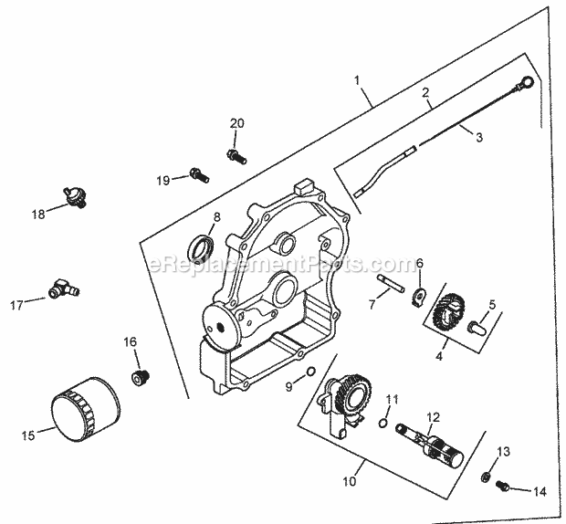 Oil Pan And Lubrication Assembly Kohler Ch23s Diagram and Parts List for 74239 250000001-250999999 Toro Lawn Mower