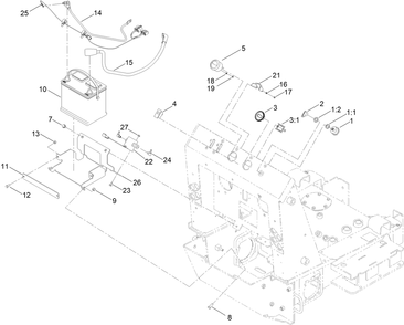 Battery, Key Switch And Fuel Gauge Assembly Diagram and Parts List for 22342HA 400000000 - 411759999 Toro Lawn Tractor Accessories