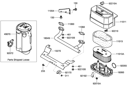 Air Filter And Muffler Assembly Diagram and Parts List for 38494 (290000001-290999999)(2009) Toro Lawn Mower