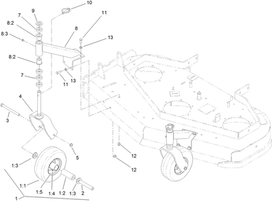 Caster Assembly Diagram and Parts List for 39678 410300000-999999999 Toro Lawn Mower