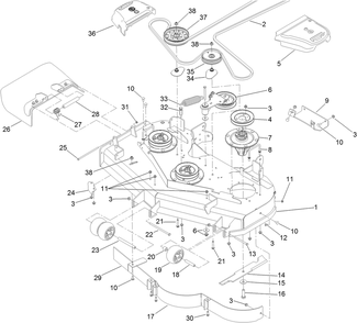 Deck Assembly Diagram and Parts List for 74901 (313000001-313999999)(2013) Toro Lawn Mower