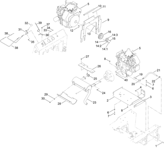 Engine, Exhaust And Control Lever Assembly Diagram and Parts List for 22342HA 400000000 - 411759999 Toro Lawn Tractor Accessories