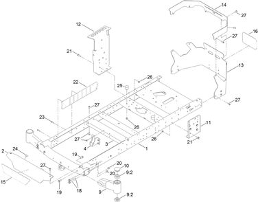 Frame Assembly Diagram and Parts List for 75851 416400000 - 417399999 Toro Lawn Tractor