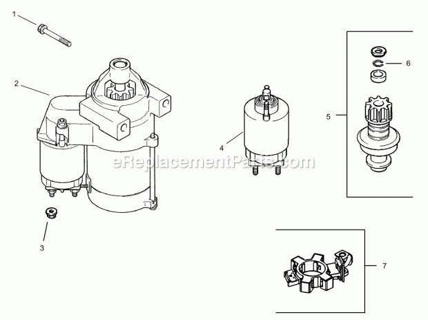Starter Assembly Kohler Cv23s Ps75560 Diagram and Parts List for 74166 240000001-240999999 Toro Lawn Mower