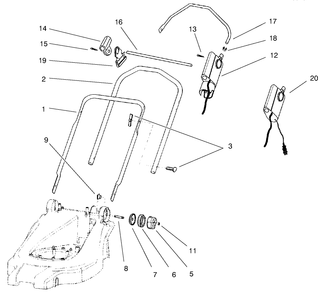 Handle Assembly Diagram and Parts List for 21062 9900001 - 9999999 Toro Lawn Mower
