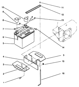 Battery Assembly Diagram and Parts List for 30185 10000001 - 19999999 Toro Lawn Tractor Accessories