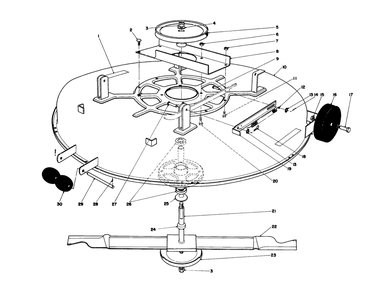 Mulcher Deck Diagram and Parts List for 57385 1000001 - 1999999 Toro Lawn Tractor