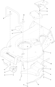 Housing Assembly Diagram and Parts List for 22297 412800000 - 999999999 Toro Lawn Mower