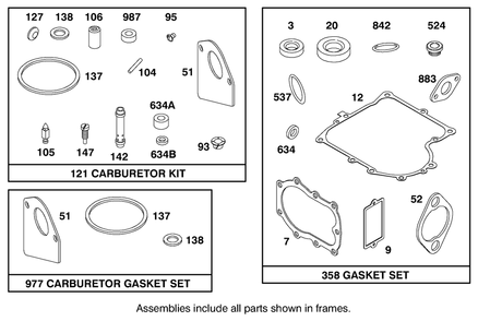 Engine Briggs & Stratton Model 28m707-0127-01 Diagram and Parts List for 71205 6900001 - 6999999 Toro Lawn Tractor