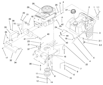 Engine Assembly Diagram and Parts List for 71218 7900001 - 7999999 Toro Lawn Tractor