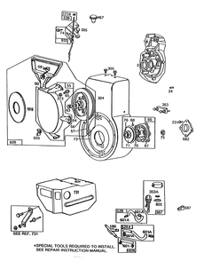 Engine Briggs & Stratton Model No. 252416 Type 0755-01 (Model 38580) Diagram and Parts List for 38565 8000001 - 8999999 Toro Snow Blower