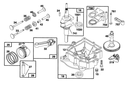 Engine Briggs & Stratton Model 28d707-0124-01 Diagram and Parts List for 70081 6900001 - 6999999 Toro Lawn Tractor