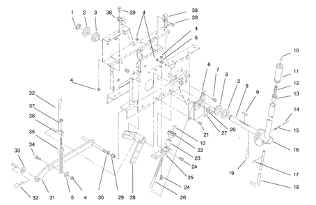 Manual Lift System Diagram and Parts List for 73402 7900001 - 7999999 Toro Lawn Tractor