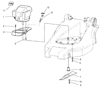Motor And Blade Assembly Diagram and Parts List for 21020 9900001 - 9999999 Toro Lawn Mower