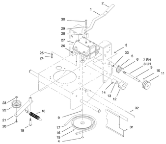 Transmission And Idler Pulley Assembly Diagram and Parts List for 30167 990001 - 999999 Toro Lawn Tractor Accessories