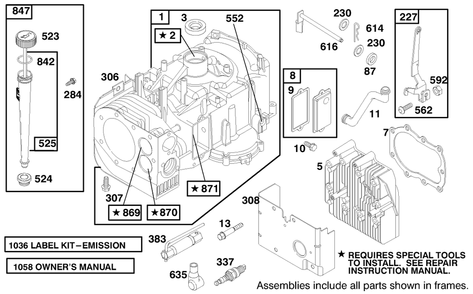 Engine Briggs & Stratton Model 28m707-1122-E1 Diagram and Parts List for 71209 9900001 - 9999999 Toro Lawn Tractor