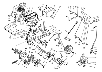 Tiller Assembly Diagram and Parts List for 58070 3000001 - 3999999 Toro Tiller