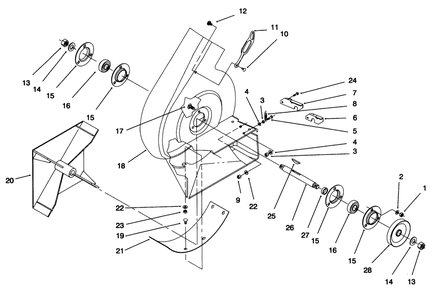 Blower Housing Assembly Diagram and Parts List for 79301 6900001 - 6999999 Toro Lawn Tractor Accessories