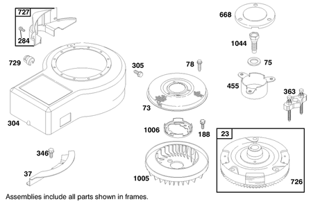 Engine Briggs & Stratton Model 28m707-1122-E1 Diagram and Parts List for 71209 9900001 - 9999999 Toro Lawn Tractor