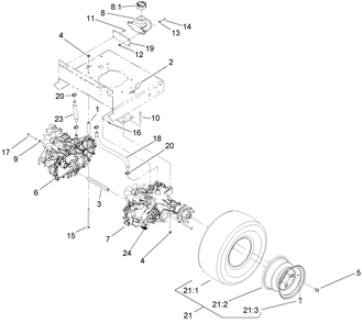 Hydraulic Drive Assembly Diagram and Parts List for 74409TE (270000001-270000700)(2007) Toro Lawn Mower