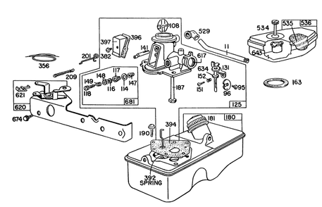 Briggs & Stratton Carburetor Assembly Model 92508-1000-04 Diagram and Parts List for 16360 0000001 - 0999999 Toro Lawn Mower