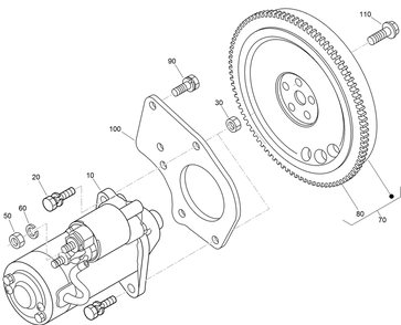 Starter And Flywheel Assembly Diagram and Parts List for 72264TE 406427909-406429999 Toro Lawn Mower