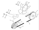 Drive Belt And Pulleys Diagram and Parts List for E1-18OE01 1988 Toro Lawn Tractor