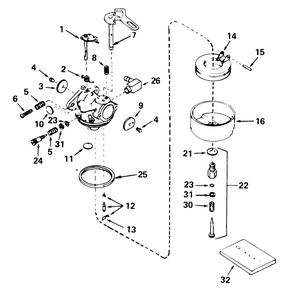 Carburetor No. 632107 Diagram and Parts List for 38052 9000001 - 9999999 Toro Snow Blower
