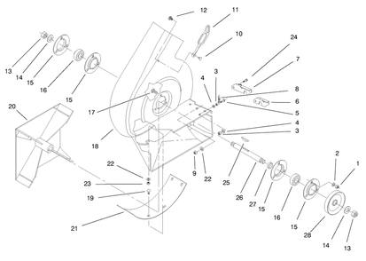 Blower Housing Assembly Diagram and Parts List for 79301 9900001 - 9999999 Toro Lawn Tractor