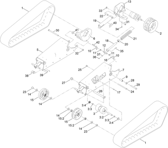 Track, Drive Wheel And Tensioner Assembly Diagram and Parts List for 22328 408963400 - 409588175 Toro Lawn Tractor Accessories