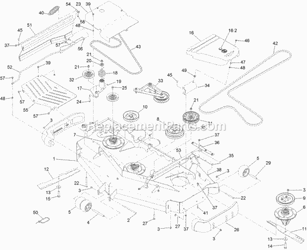Deck Assembly Diagram and Parts List for 74942TE 315000001-315999999 Toro Lawn Mower